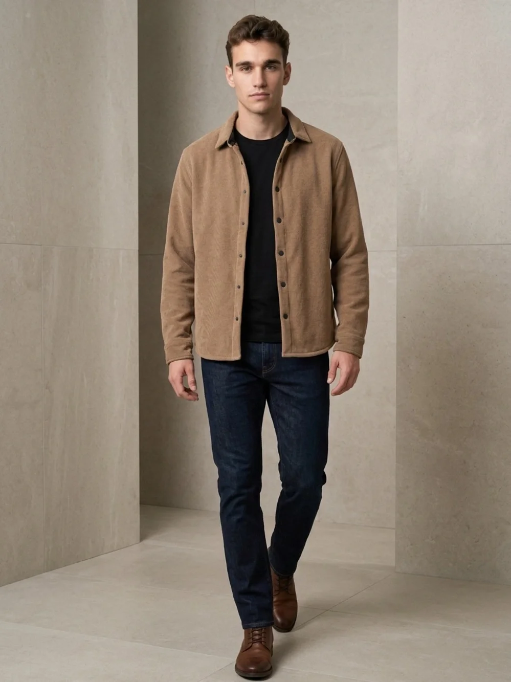 Kenneth Cole Tan Fleece Shirt Jacket